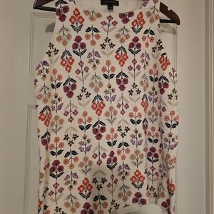 Ann Taylor Floral Blouse - Cream, Orange, Purple